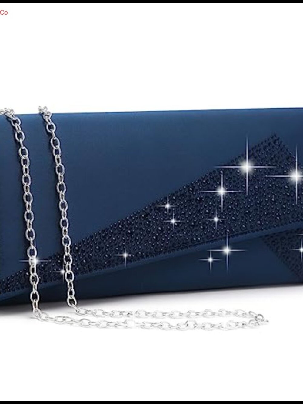 Satin Rhinestone Evening Clutch Sparkle Party Bag with Chain